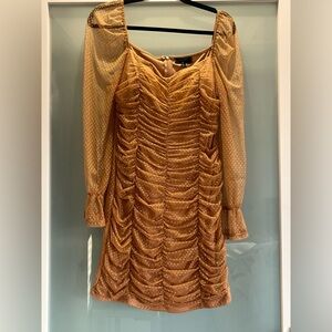 Elegant Gold Ruched Dress